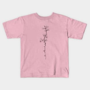 Minimalist  Line Art Cherry Blossom March Birth Flower Kids T-Shirt